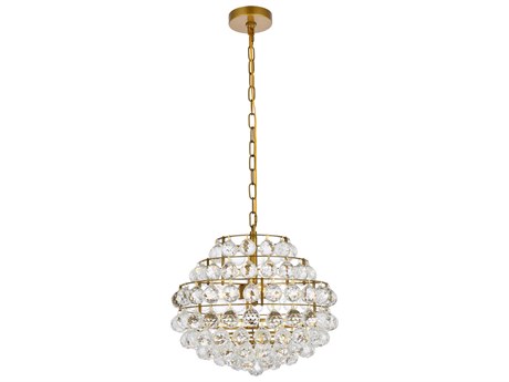 Elegant Lighting Savannah 3-Light Brass Crystal Pendant