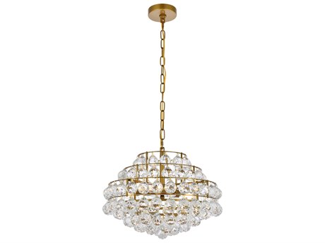 Elegant Lighting Savannah 5-Light Brass Crystal Pendant