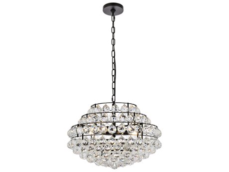 Elegant Lighting Savannah 5-Light Black Crystal Pendant