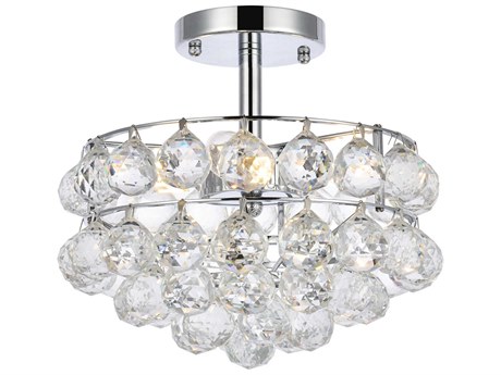 Elegant Lighting Savannah 3-Light Chrome Crystal Semi Flush Mount