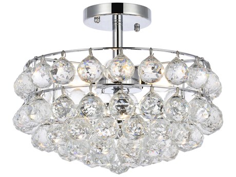 Elegant Lighting Savannah 3-Light Chrome Crystal Semi Flush Mount