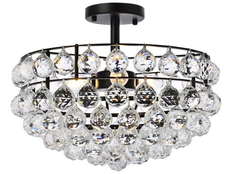 Elegant Lighting Savannah 3-Light Black Crystal Semi Flush Mount