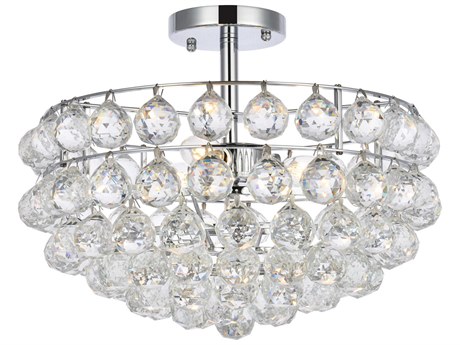 Elegant Lighting Savannah 3-Light Chrome Crystal Semi Flush Mount