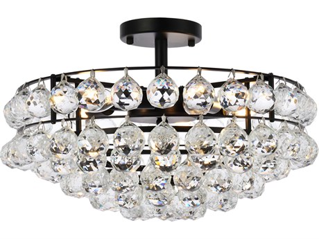 Elegant Lighting Savannah 5-Light Black Crystal Semi Flush Mount