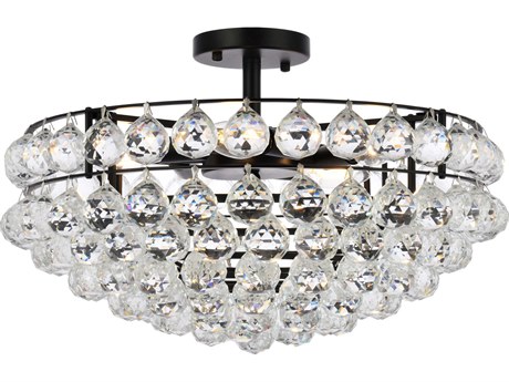 Elegant Lighting Savannah 5-Light Black Crystal Semi Flush Mount