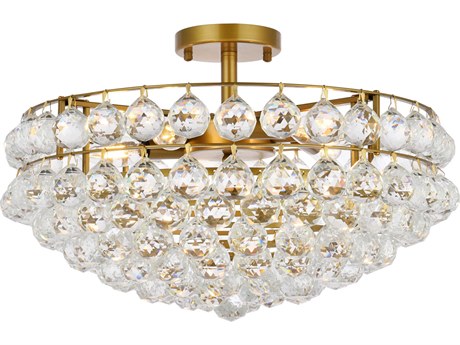 Elegant Lighting Savannah 5-Light Brass Crystal Semi Flush Mount