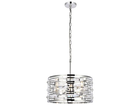 Elegant Lighting Kennedy 3-Light Chrome Crystal Drum Chandelier