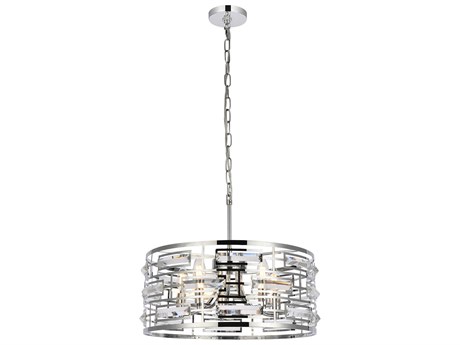 Elegant Lighting Kennedy 5-Light Chrome Crystal Drum Chandelier