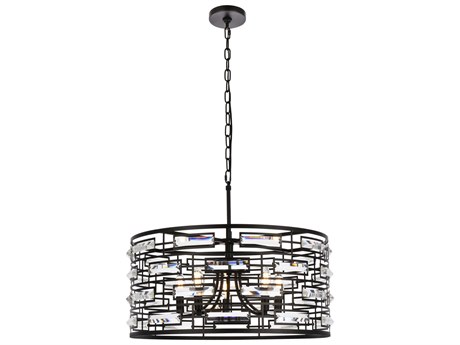 Elegant Lighting Kennedy 5-Light Black Crystal Drum Chandelier
