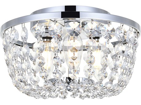 Elegant Lighting Cora 3-Light Chrome Crystal Semi Flush Mount