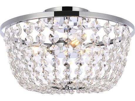 Elegant Lighting Cora 3-Light Chrome Crystal Semi Flush Mount