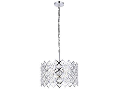 Elegant Lighting Lyla 3-Light Chrome Crystal Drum Pendant