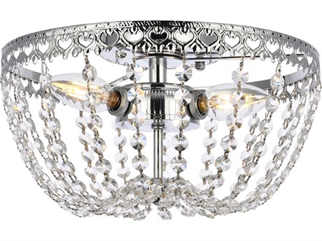 Elegant Lighting Kylie 3-Light Chrome Crystal Flush Mount