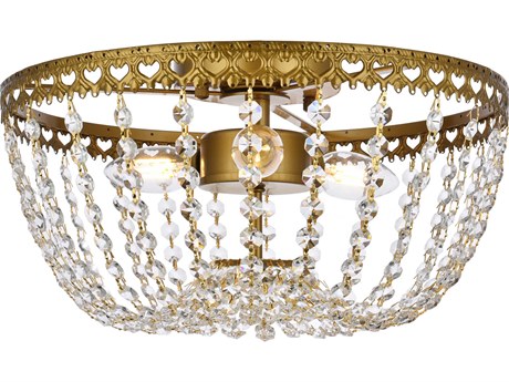 Elegant Lighting Kylie 3-Light Brass Crystal Flush Mount
