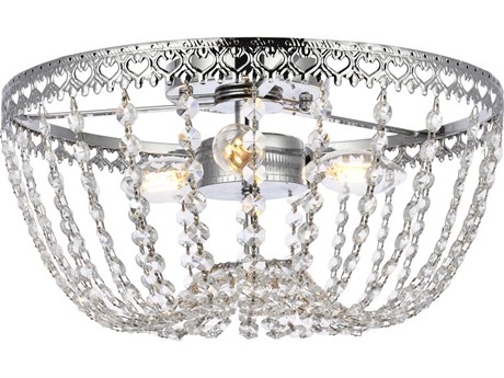 Elegant Lighting Kylie 3-Light Chrome Crystal Flush Mount