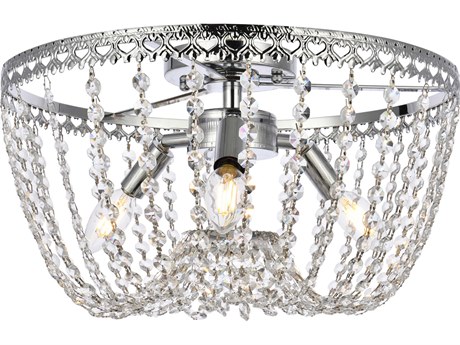 Elegant Lighting Kylie 3-Light Chrome Crystal Flush Mount