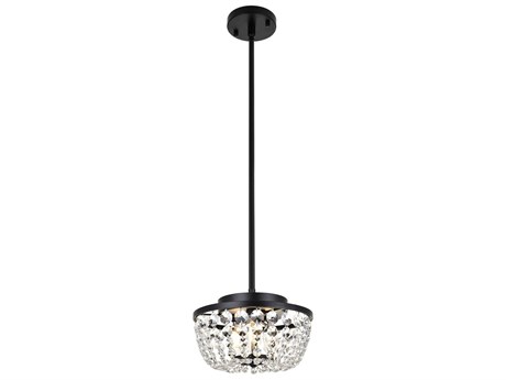 Elegant Lighting Gianna 3-Light Black Crystal Mini Pendant