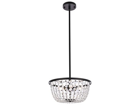 Elegant Lighting Gianna 3-Light Black Crystal Pendant