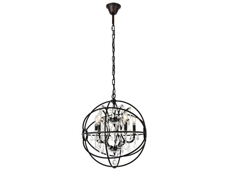 Elegant Lighting Geneva 5-Light Dark Bronze Crystal Candelabra Chandelier