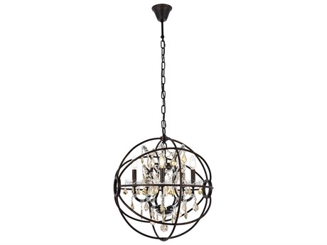 Elegant Lighting Geneva 5-Light Dark Bronze Crystal Candelabra Chandelier