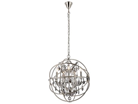 Elegant Lighting Geneva 5-Light Polished Nickel Crystal Candelabra Chandelier