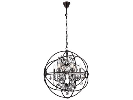 Elegant Lighting Geneva 6 -light Dark Bronze Crystal Candelabra Chandelier