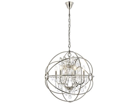 Elegant Lighting Urban 6 -light Polished Nickel Clear Crystal Candelabra Round Chandelier