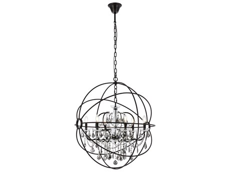 Elegant Lighting Geneva 6 -light Dark Bronze Crystal Candelabra Chandelier
