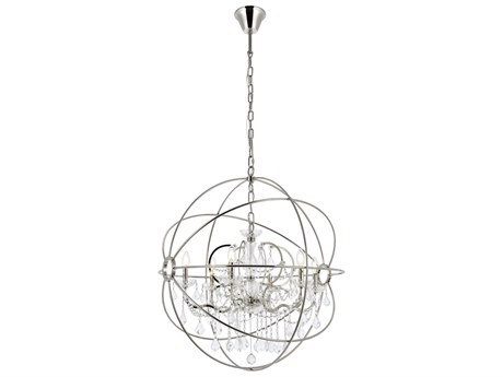 Elegant Lighting Urban 6 -light Polished Nickel Clear Crystal Candelabra Round Chandelier
