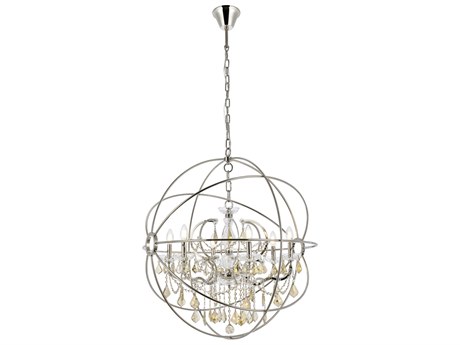 Elegant Lighting Geneva 6 -light Polished Nickel Crystal Candelabra Chandelier