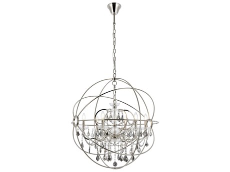 Elegant Lighting Geneva 6 -light Polished Nickel Crystal Candelabra Chandelier