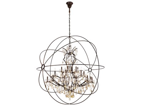 Elegant Lighting Geneva 25-Light Dark Bronze Crystal Candelabra Chandelier