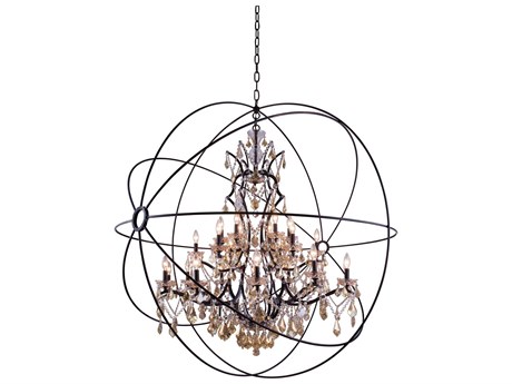Elegant Lighting Geneva 25-Light Dark Bronze Crystal Candelabra Chandelier