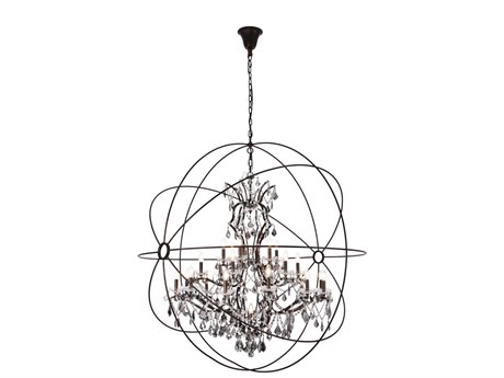 Elegant Lighting Geneva 25-Light Dark Bronze Crystal Candelabra Chandelier