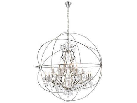Elegant Lighting Urban 25-Light Polished Nickel Clear Crystal Candelabra Round Tiered Chandelier