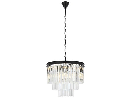 Elegant Lighting Sydney 9-Light Matte Black Clear Crystal Pendant