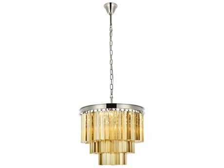 Elegant Lighting Sydney 9-Light Polished Nickel Gold Crystal Tiered Pendant