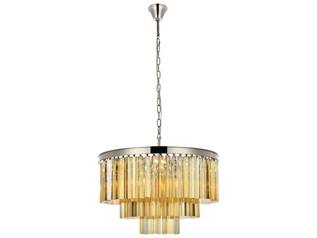 Elegant Lighting Sydney 9-Light Polished Nickel Gold Crystal Tiered Pendant