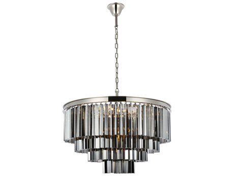 Elegant Lighting Sydney 17-Light Polished Nickel Silver Crystal Tiered Pendant