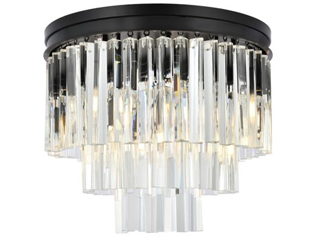 Elegant Lighting Urban Mocha Brown Clear Crystal Drum Tiered Flush Mount