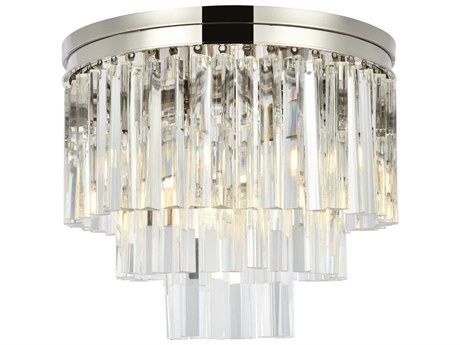 Elegant Lighting Urban Polished Nickel Clear Crystal Drum Tiered Flush Mount