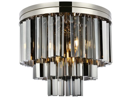 Elegant Lighting Sydney 9-Light Polished Nickel Silver Crystal Tiered Flush Mount