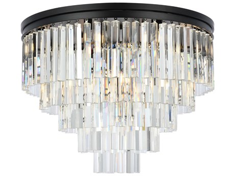 Elegant Lighting Urban Mocha Brown Clear Crystal Drum Tiered Flush Mount