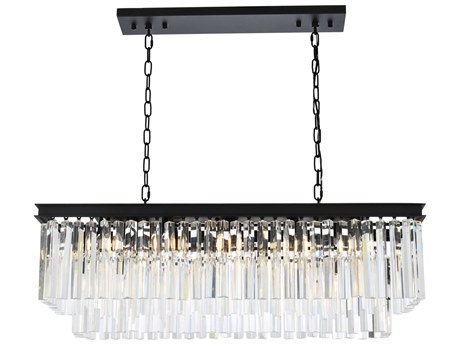 Elegant Lighting Sydney 12-Light Matte Black Clear Crystal Tiered Island Pendant