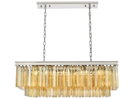 Elegant Lighting Sydney 12-Light Polished Nickel Gold Crystal Tiered Island Pendant