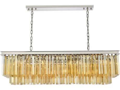 Elegant Lighting Sydney 12-Light Polished Nickel Gold Crystal Tiered Island Pendant
