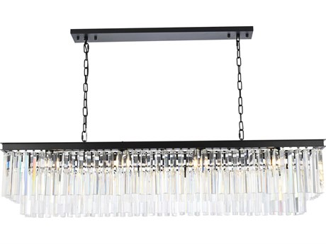 Elegant Lighting Urban 12-Light Mocha Brown Clear Crystal Tiered Island Pendant