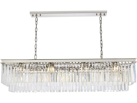 Elegant Lighting Urban 12-Light Polished Nickel Clear Crystal Tiered Island Pendant