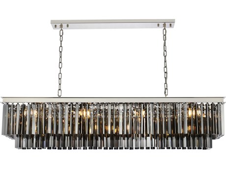 Elegant Lighting Sydney 12-Light Polished Nickel Silver Crystal Tiered Island Pendant