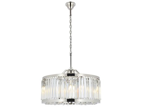 Elegant Lighting Chelsea 8-Light Polished Nickel Clear Crystal Drum Pendant